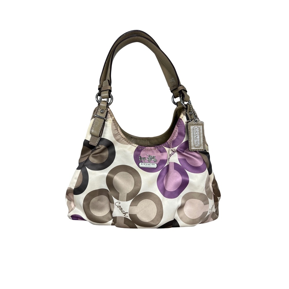Coach Poppy Daisy Spectator Purple Optical Signature C Hobo Bag